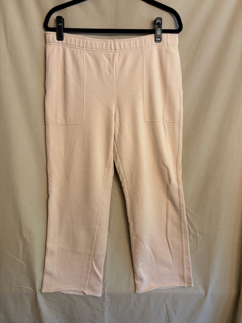 aerie Cream Straight-Leg Pull-On Cropped Sweat Pants Pockets